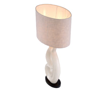 Lampă de masă Macias, ceramică albă crăpată, cu abajur