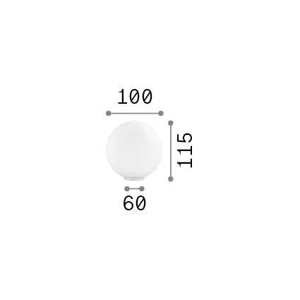 Lampă de masă Mapa TL1 D10, alb – desen tehnic cu dimensiuni