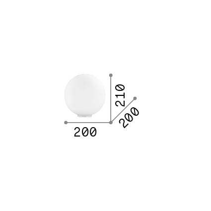Lampă de masă Mapa TL1 D20, alb – desen tehnic cu dimensiuni