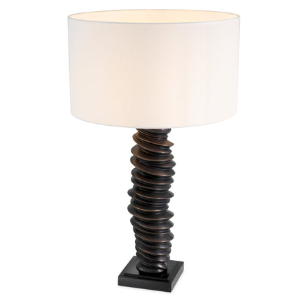 Lampă de masă Miro, finisaj bronz cu reflexe, cu abajur