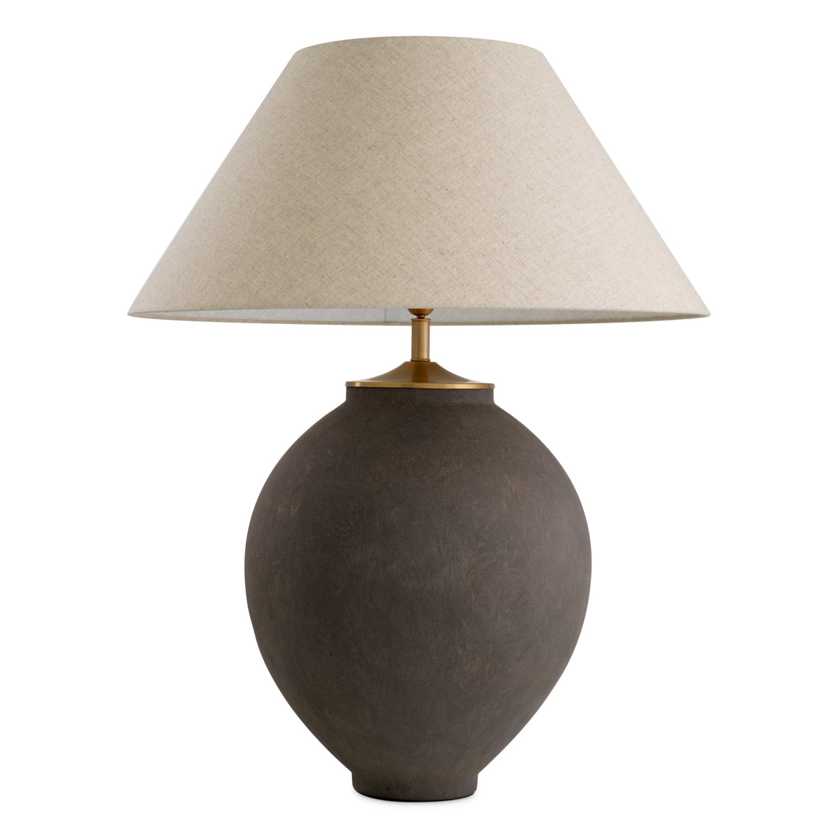 Lampă de masă Moon Jar, finisaj taupe, cu abajur