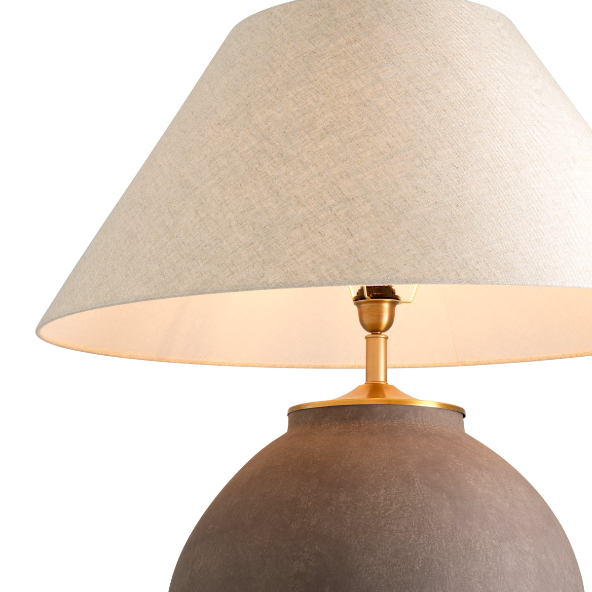 Lampă de masă Moon Jar, finisaj taupe, cu abajur