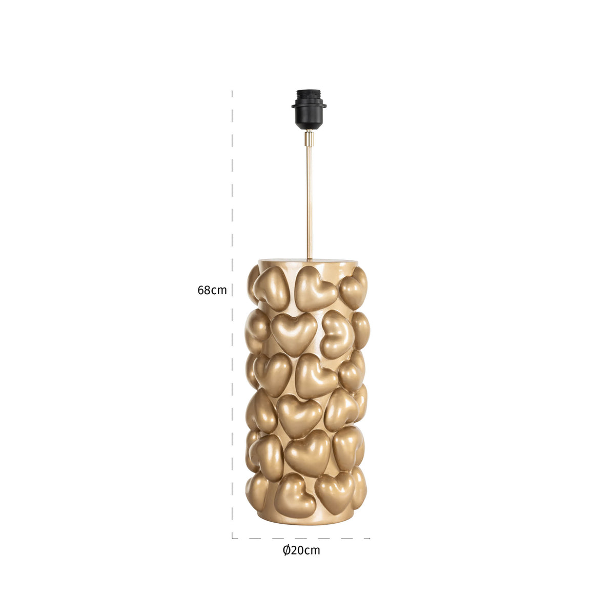Lampă de masă Nancy, auriu – desen tehnic cu dimensiuni