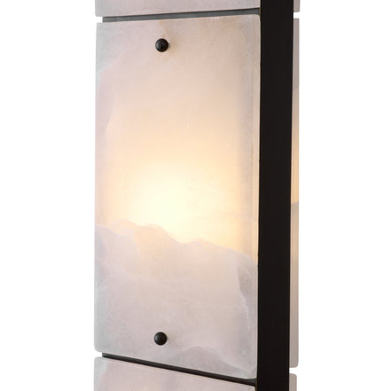 Lampă de masă Ortiz, finisaj bronz cu reflexe, alabastru, cu abajur