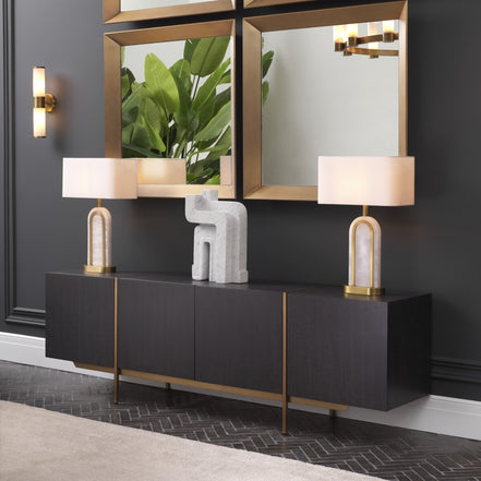 Lampă de masă Palladio, alabastru, cu abajur