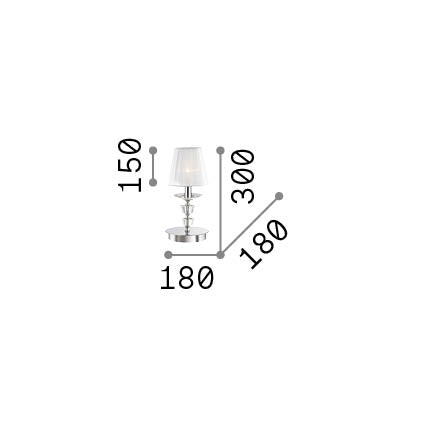Lampă de masă Pegaso TL1 mică, alamă – desen tehnic cu dimensiuni