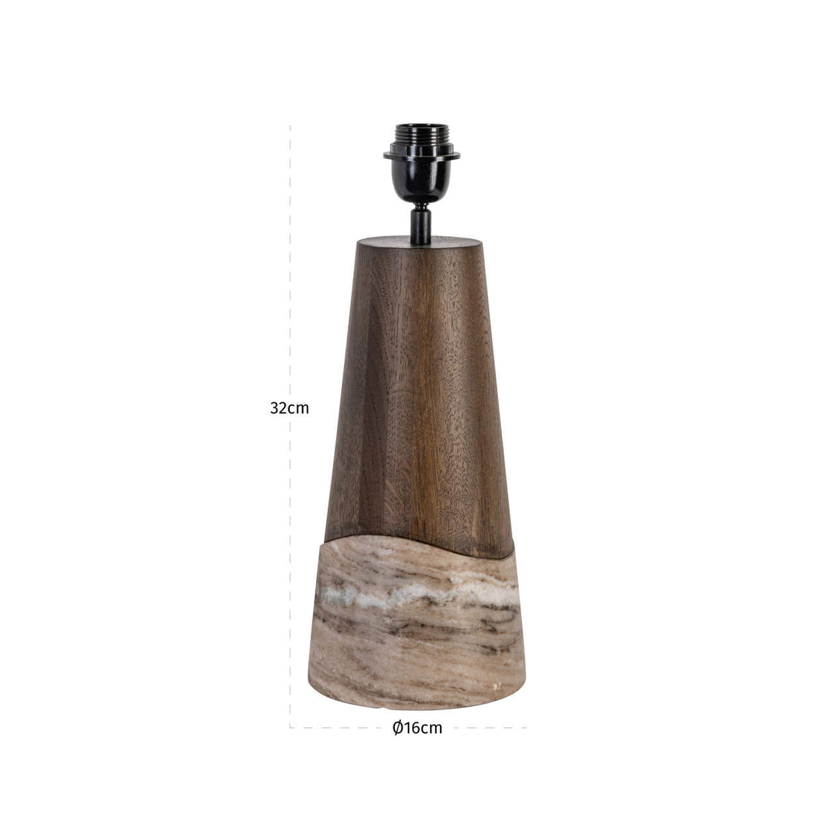Lampă de masă Peyton, antracit fumuriu – desen tehnic cu dimensiuni