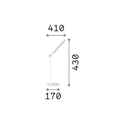 Lampă de masă Pivot TL, alb – desen tehnic cu dimensiuni