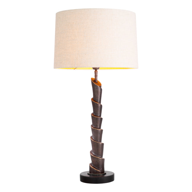 Lampă de masă Riverbank, finisaj bronz cu reflexe, cu abajur
