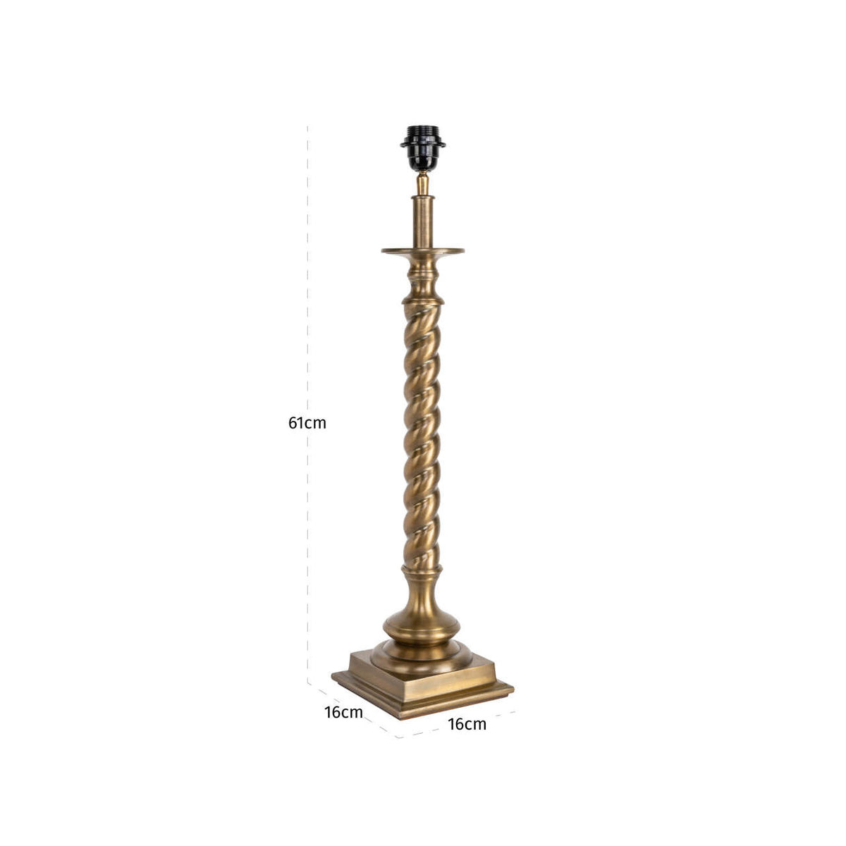 Lampă de masă Slone, alamă antichizată – desen tehnic cu dimensiuni