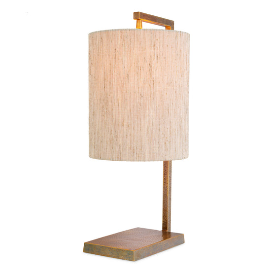 Lampă de masă Volturno, finisaj alamă vintage, cu abajur