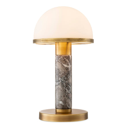 Lampă de masă Ziegèl, finisaj alamă antichizată, marmură gri