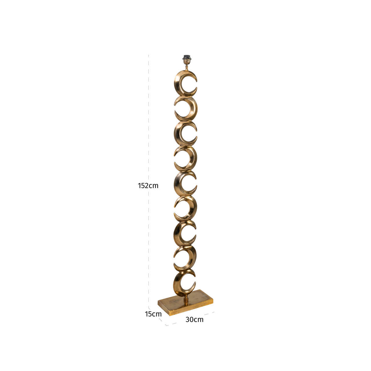 Lampă de podea Amina, alamă antichizată – desen tehnic cu dimensiuni