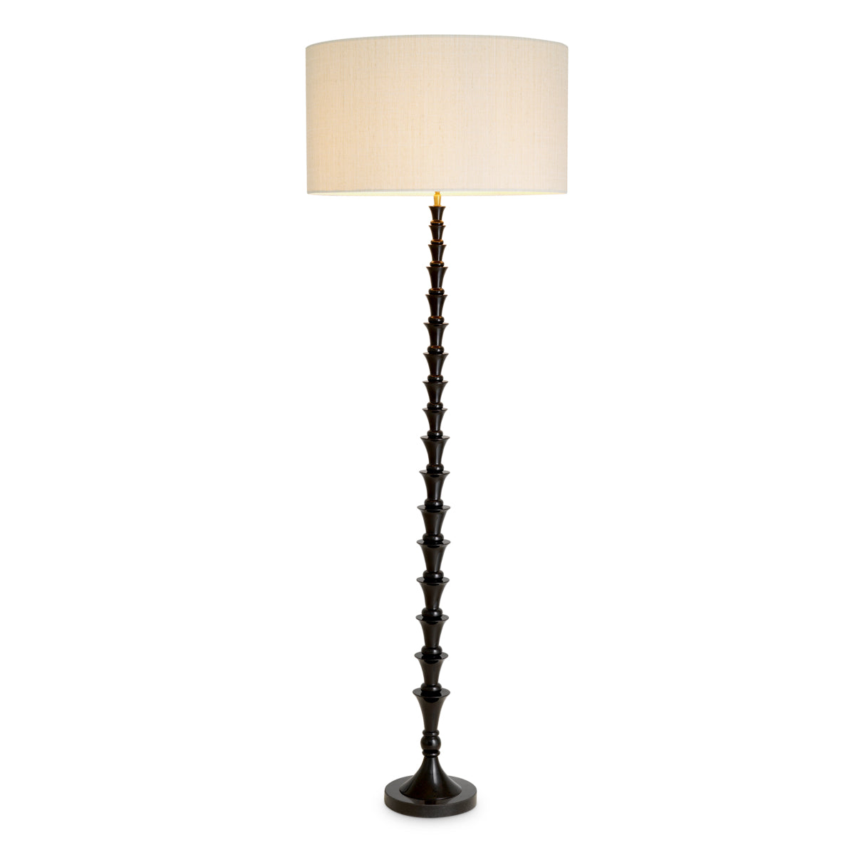 Lampă de podea Arabella, finisaj negru pian, cu abajur