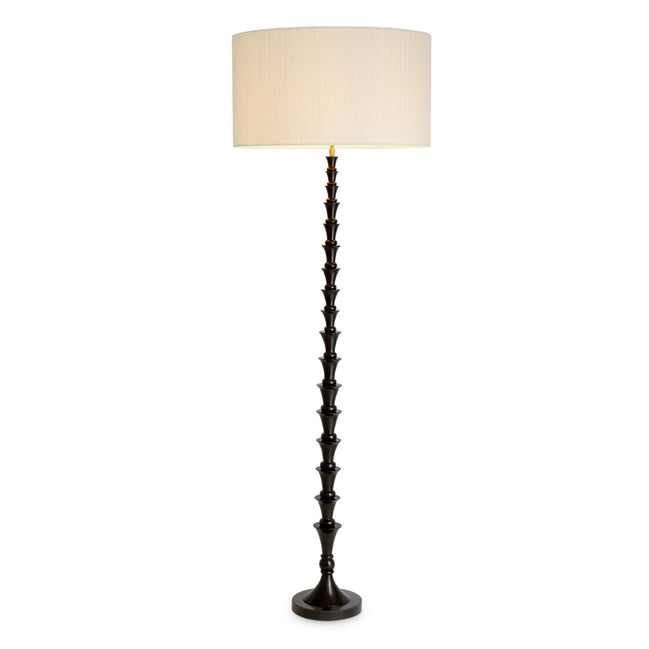 Lampă de podea Arabella, finisaj negru pian, cu abajur