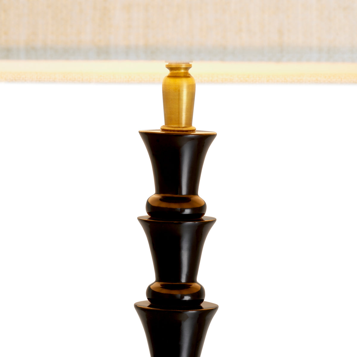 Lampă de podea Arabella, finisaj negru pian, cu abajur