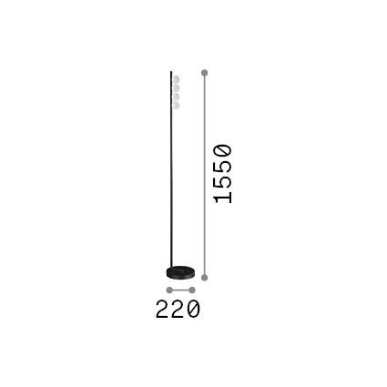 Lampă de podea Binomio LED PT4, alb – desen tehnic cu dimensiuni
