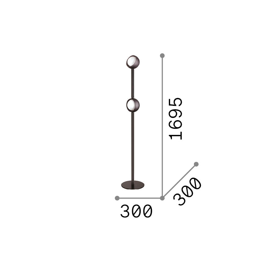 Lampă de podea Bloom PT2, negru – desen tehnic cu dimensiuni