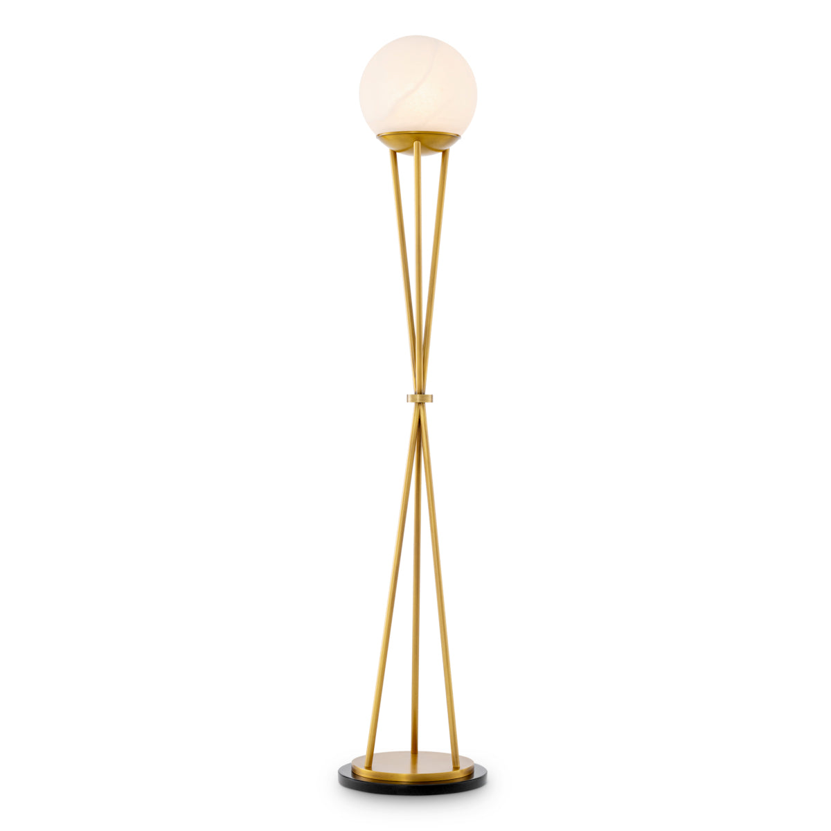 Lampă de podea CDJ Izzy, finisaj alamă antichizată, alabastru