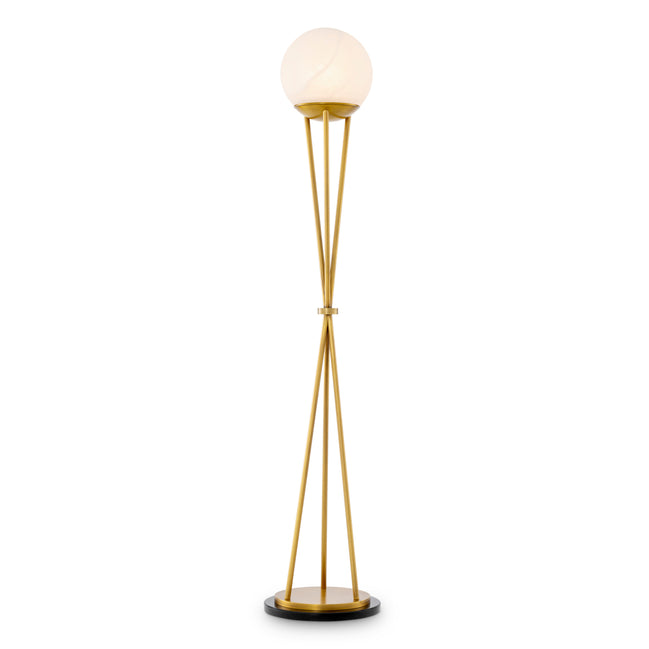 Lampă de podea CDJ Izzy, finisaj alamă antichizată, alabastru