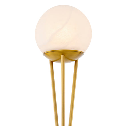 Lampă de podea CDJ Izzy, finisaj alamă antichizată, alabastru