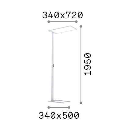 Lampă de podea Comfort-1 PT 4000K, negru – desen tehnic cu dimensiuni