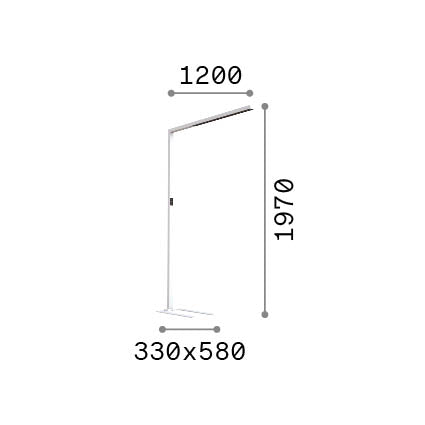 Lampă de podea Comfort-2 PT 2700K-5700K, alb – desen tehnic cu dimensiuni