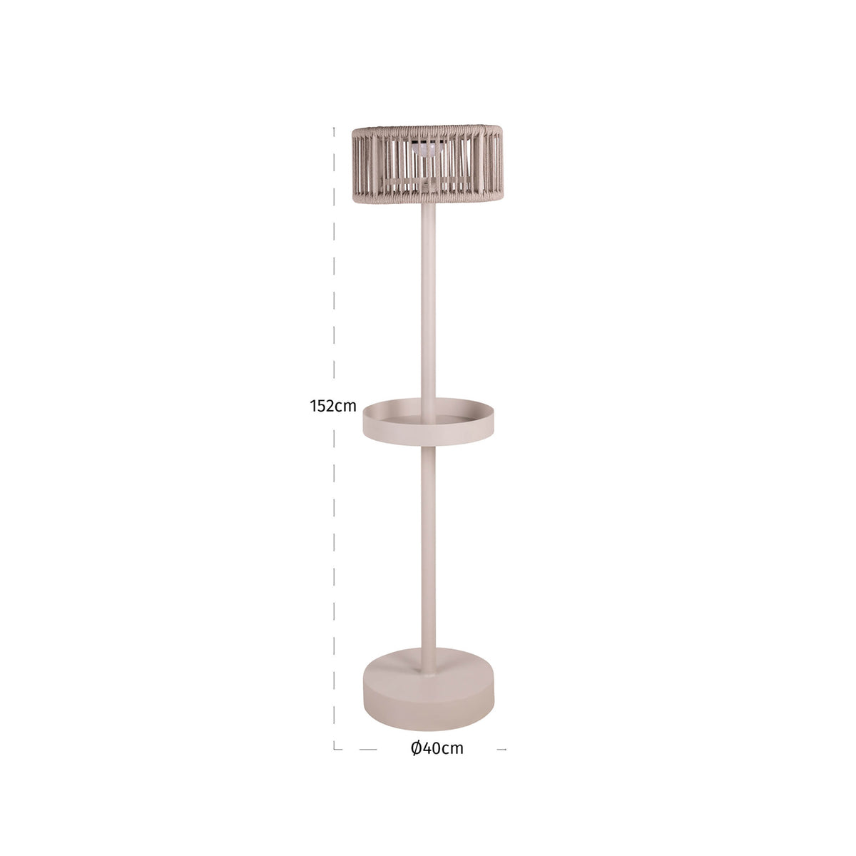Lampă de podea de exterior Lunar, bej deschis – desen tehnic cu dimensiuni