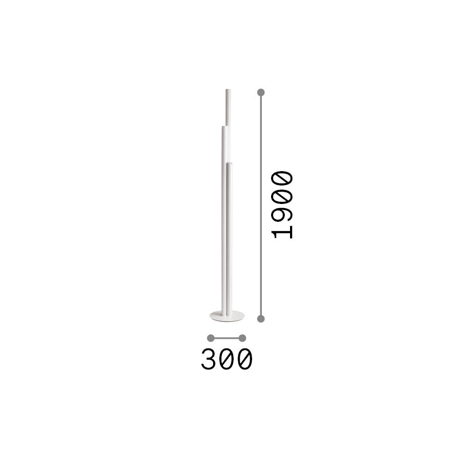 Lampă de podea Dorica PT3, alb – desen tehnic cu dimensiuni