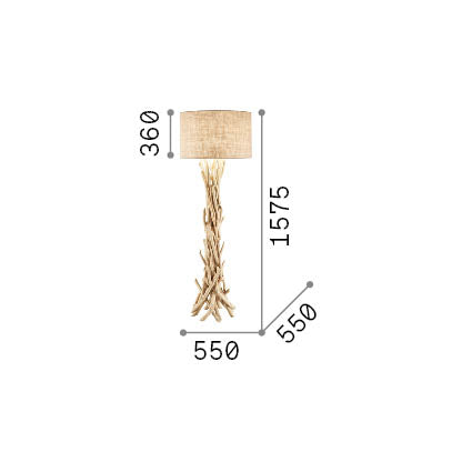 Lampă de podea Driftwood PT1 – desen tehnic cu dimensiuni