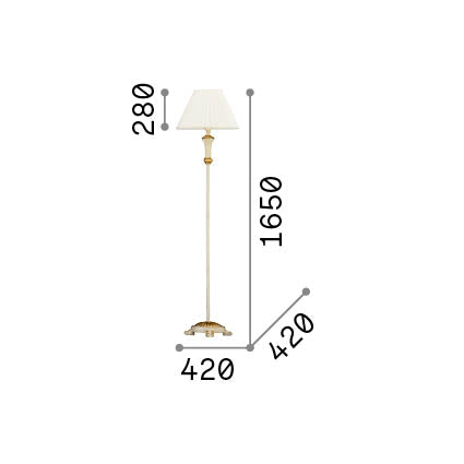Lampă de podea Firenze PT1, auriu – desen tehnic cu dimensiuni
