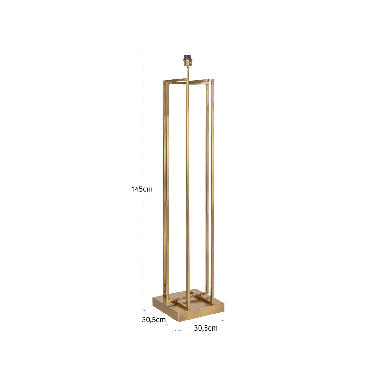 Lampă de podea Jalinia, alamă antichizată – desen tehnic cu dimensiuni