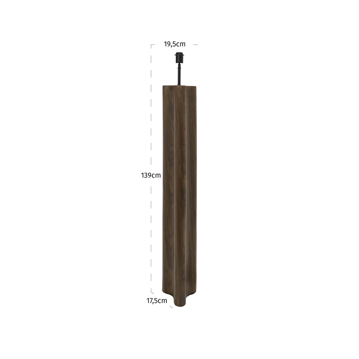 Lampă de podea Jamy, nuc – desen tehnic cu dimensiuni