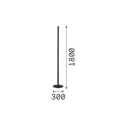 Lampă de podea Look PT1 rotund D40 H1800 3000K, alb – desen tehnic cu dimensiuni