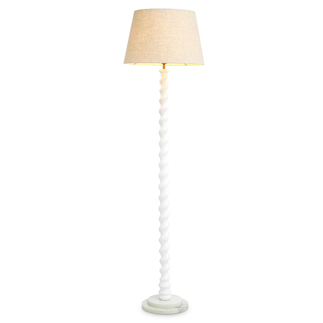 Lampă de podea Massimo, finisaj alb pian, cu abajur