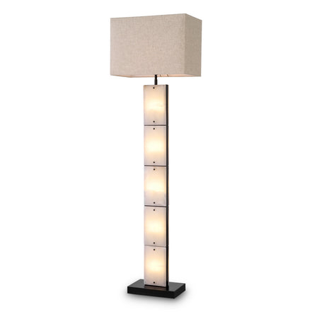 Lampă de podea Ortiz, finisaj bronz cu reflexe, alabastru, cu abajur