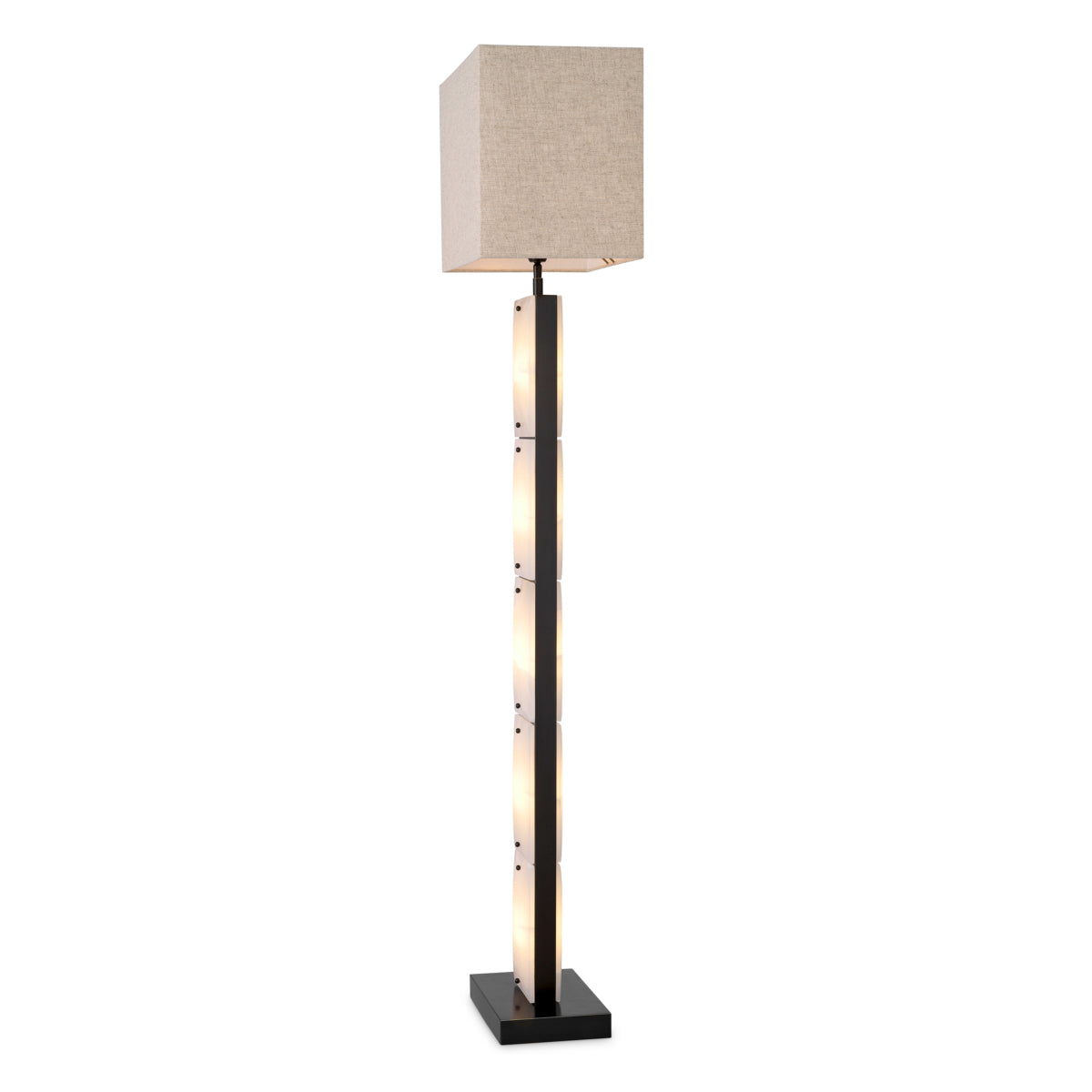 Lampă de podea Ortiz, finisaj bronz cu reflexe, alabastru, cu abajur