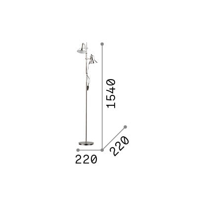 Lampă de podea Polly PT2, crom – desen tehnic cu dimensiuni