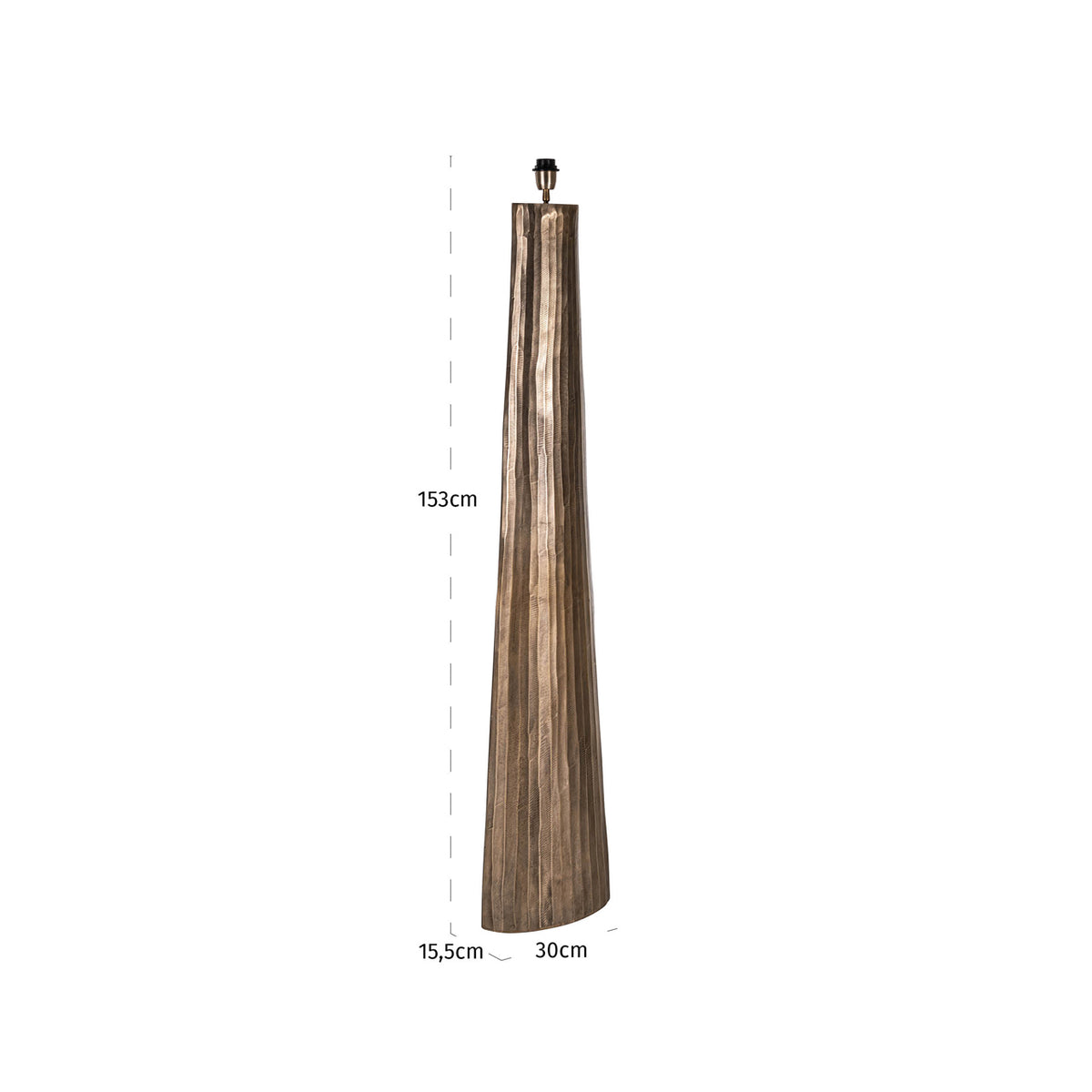Lampă de podea Velune, alamă antichizată – desen tehnic cu dimensiuni