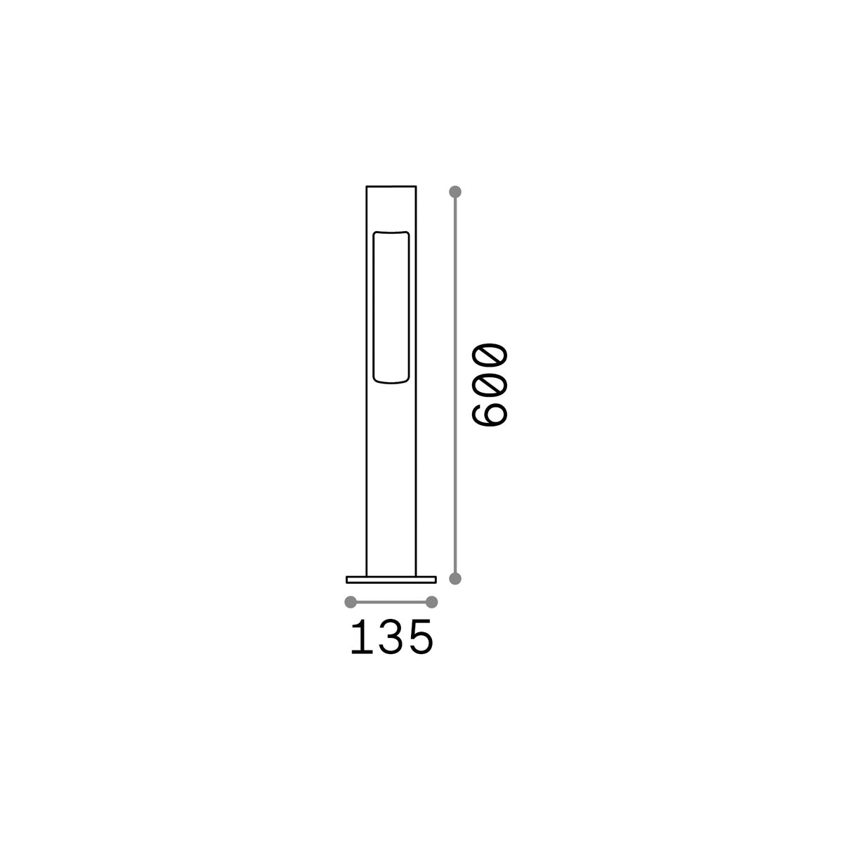 Lampadar de exterior Acqua PT1, antracit – desen tehnic cu dimensiuni