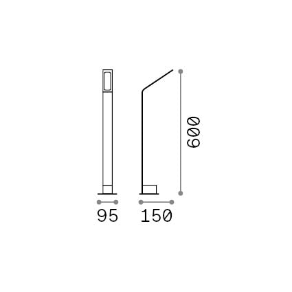 Lampadar de exterior Agos PT H60 3000K, cafeniu – desen tehnic cu dimensiuni
