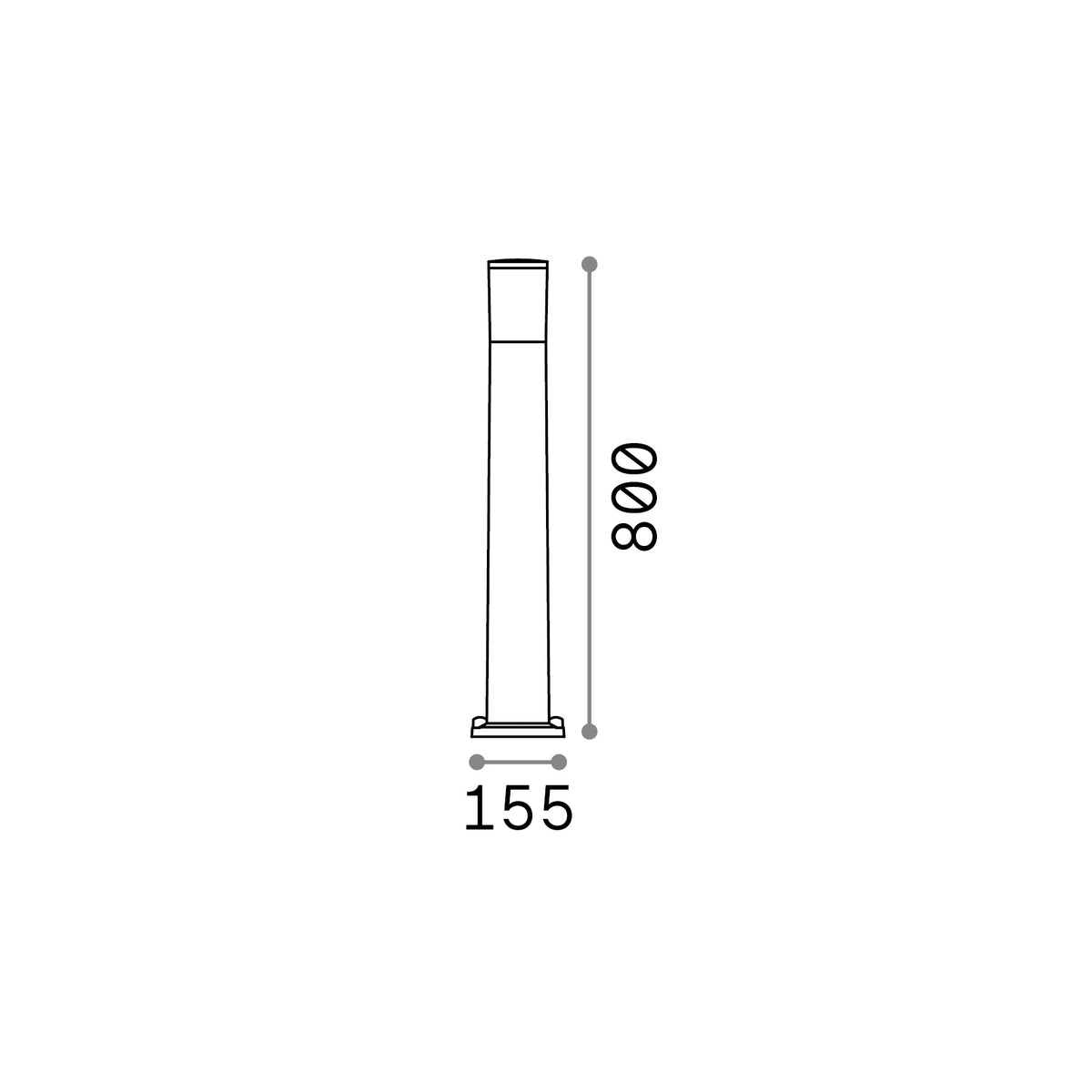 Lampadar de exterior Atena PT1, negru – desen tehnic cu dimensiuni