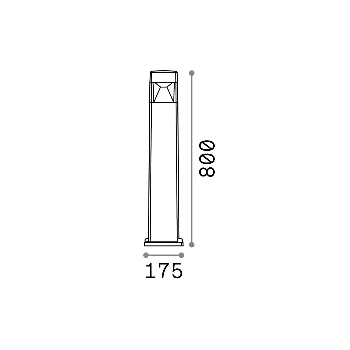Lampadar de exterior Cosmo PT1, alb – desen tehnic cu dimensiuni