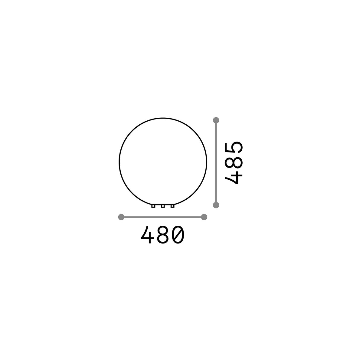 Lampadar de exterior Doris PT1 D48 – desen tehnic cu dimensiuni