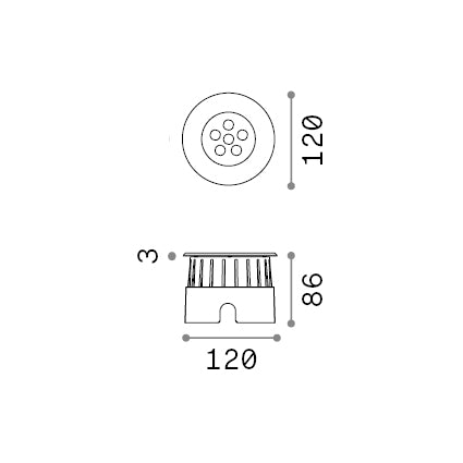 Lampadar de exterior Floor PT D12 – desen tehnic cu dimensiuni