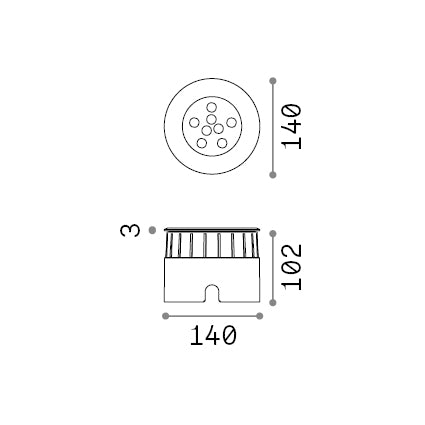 Lampadar de exterior Floor PT D14 – desen tehnic cu dimensiuni