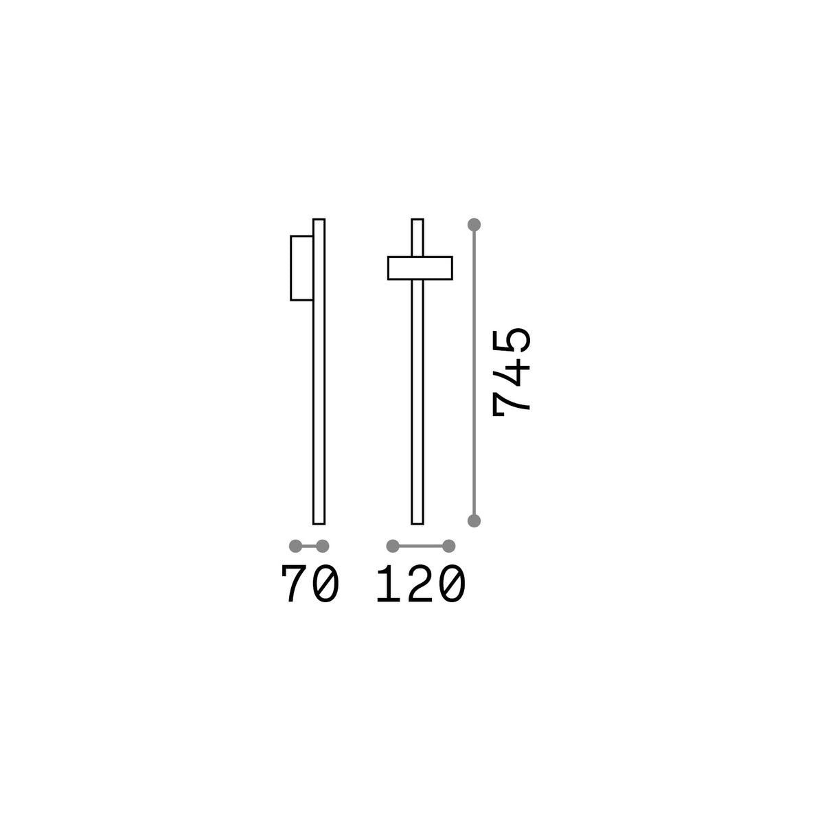 Lampadar de exterior Hub PT H074 – desen tehnic cu dimensiuni