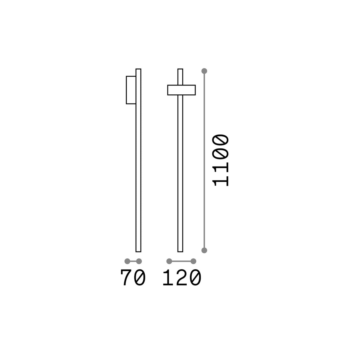 Lampadar de exterior Hub PT H110 – desen tehnic cu dimensiuni
