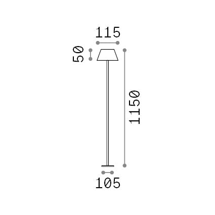 Lampadar de exterior Pure PT, alb – desen tehnic cu dimensiuni