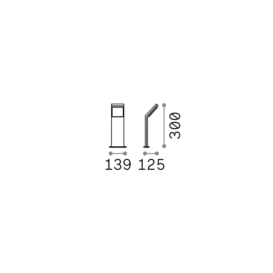 Lampadar de exterior Style PT H030 3000K, gri – desen tehnic cu dimensiuni